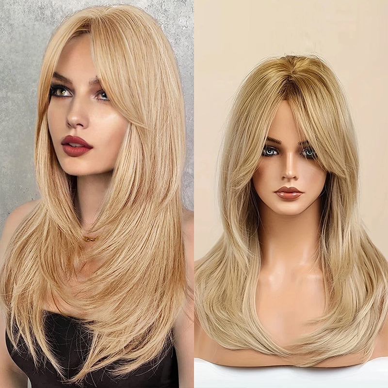 Blonde Wig Long Curly Hair Non-Toxic Wig, Shoulder-Length