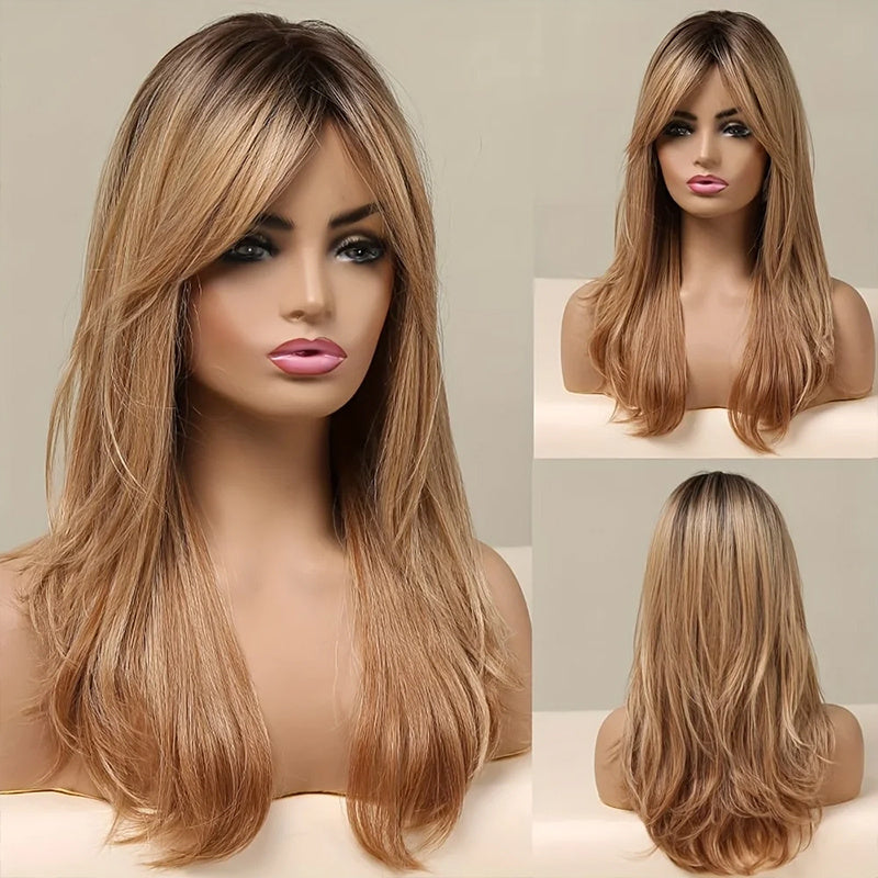 Blonde Wig Long Curly Hair Non-Toxic Wig, Shoulder-Length