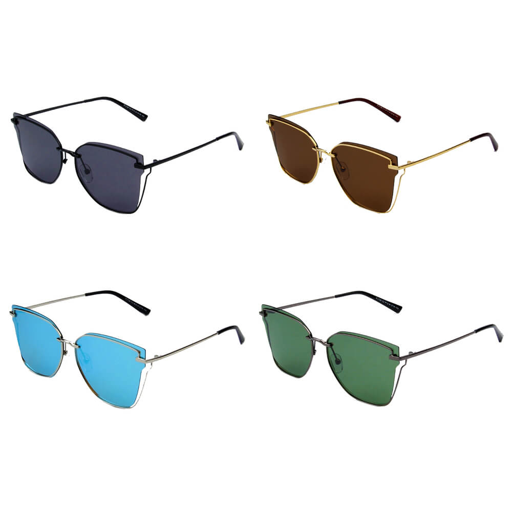 MURCIA | Women Fashion Block Cat Eye Flat Lens Wire Art Polarized Sung