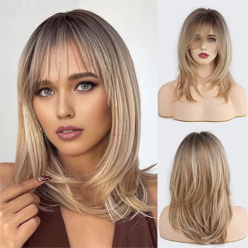 Blonde Wig Long Curly Hair Non-Toxic Wig, Shoulder-Length