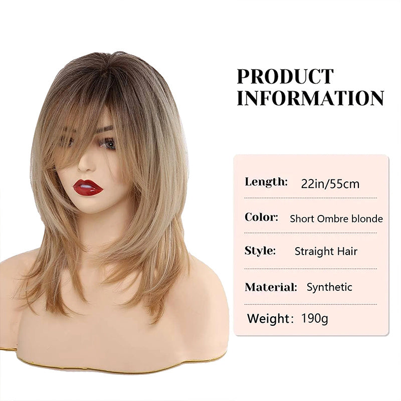 Blonde Wig Long Curly Hair Non-Toxic Wig, Shoulder-Length