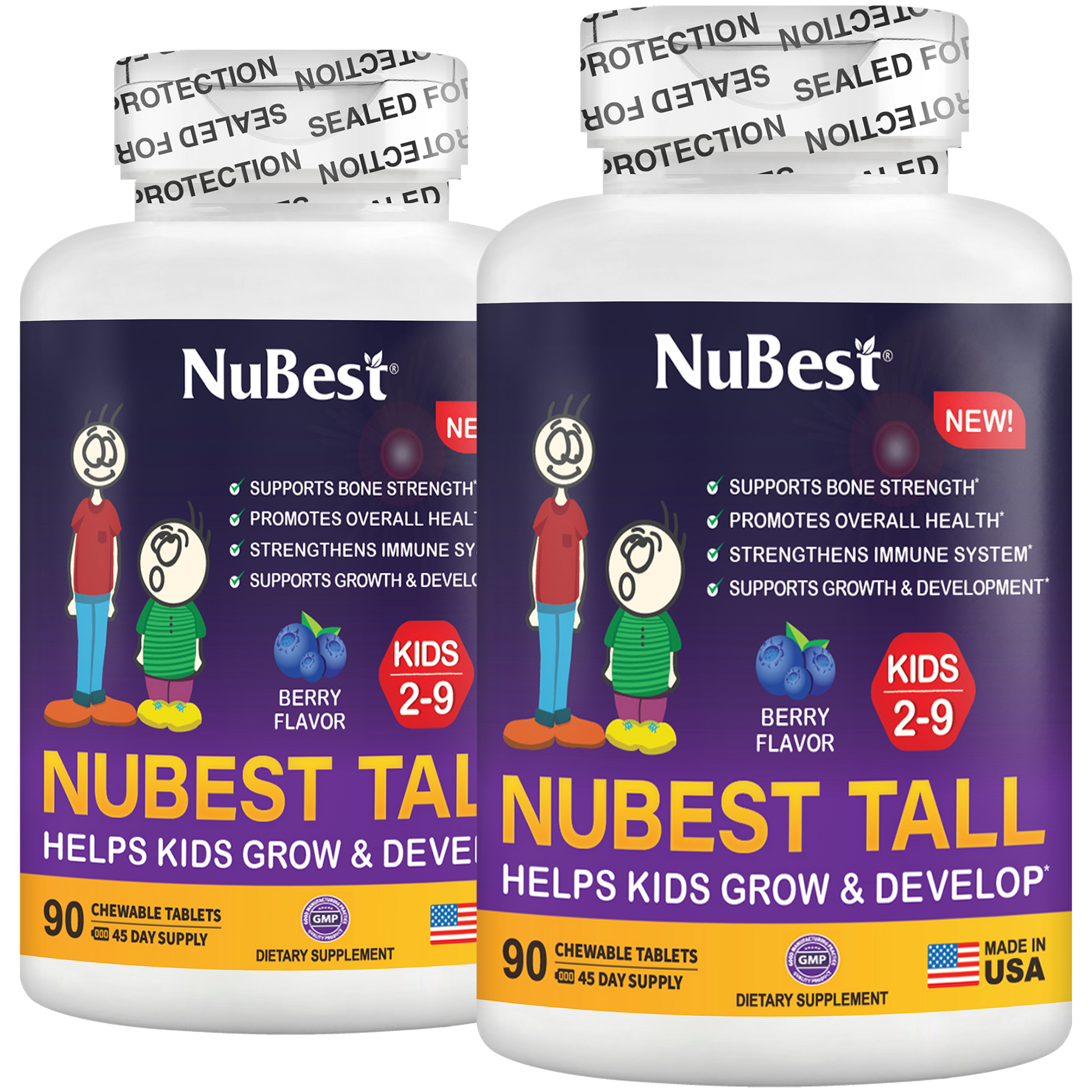 NuBest Tall Kids, Berry Flavor, 90 Chewables